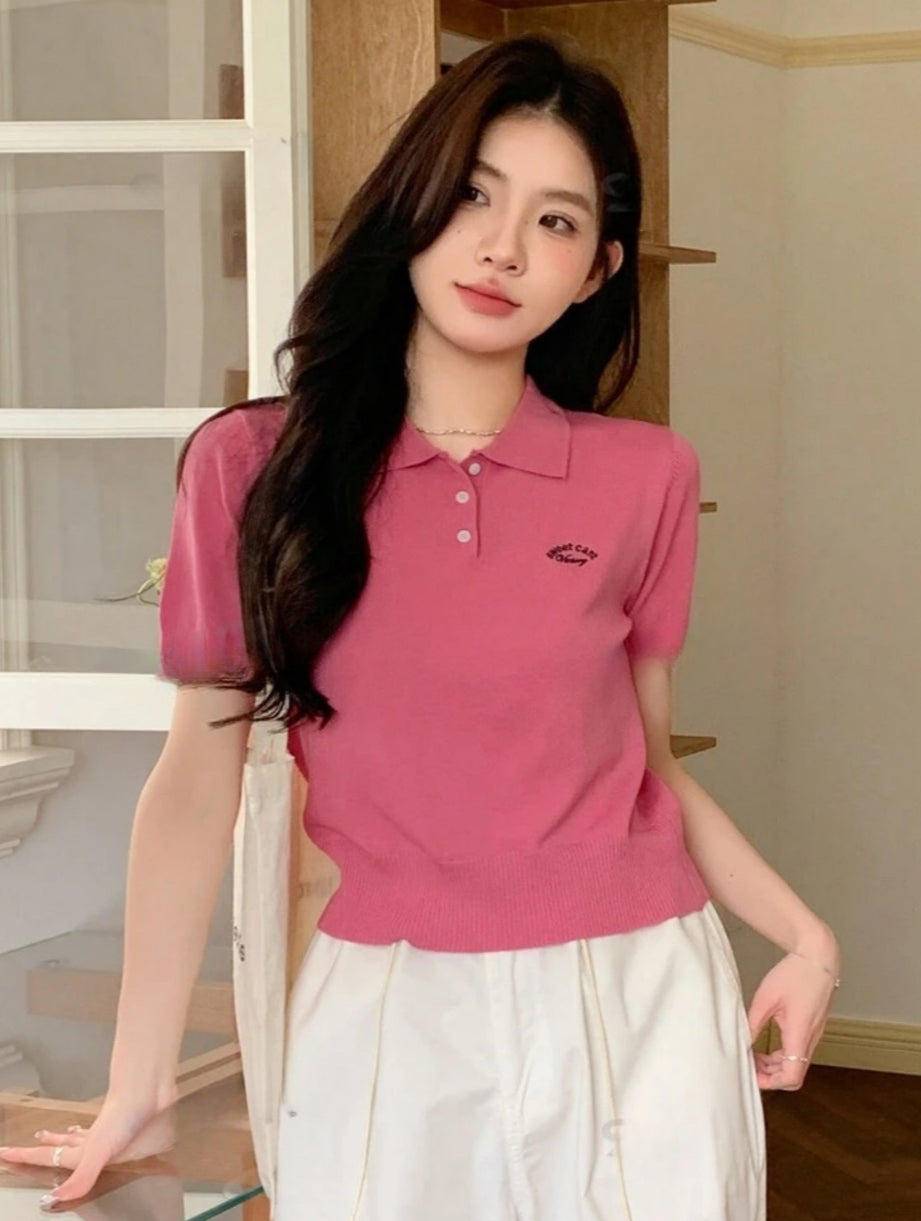 Polo pink breasted button