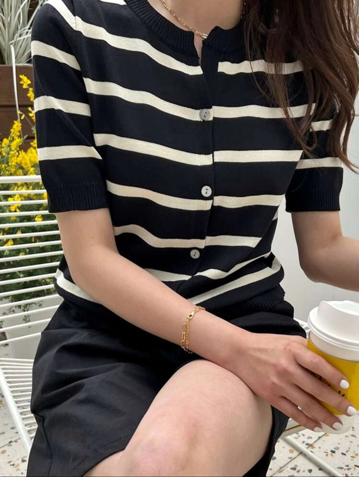 Spring cardigan blue (Noir/beige)