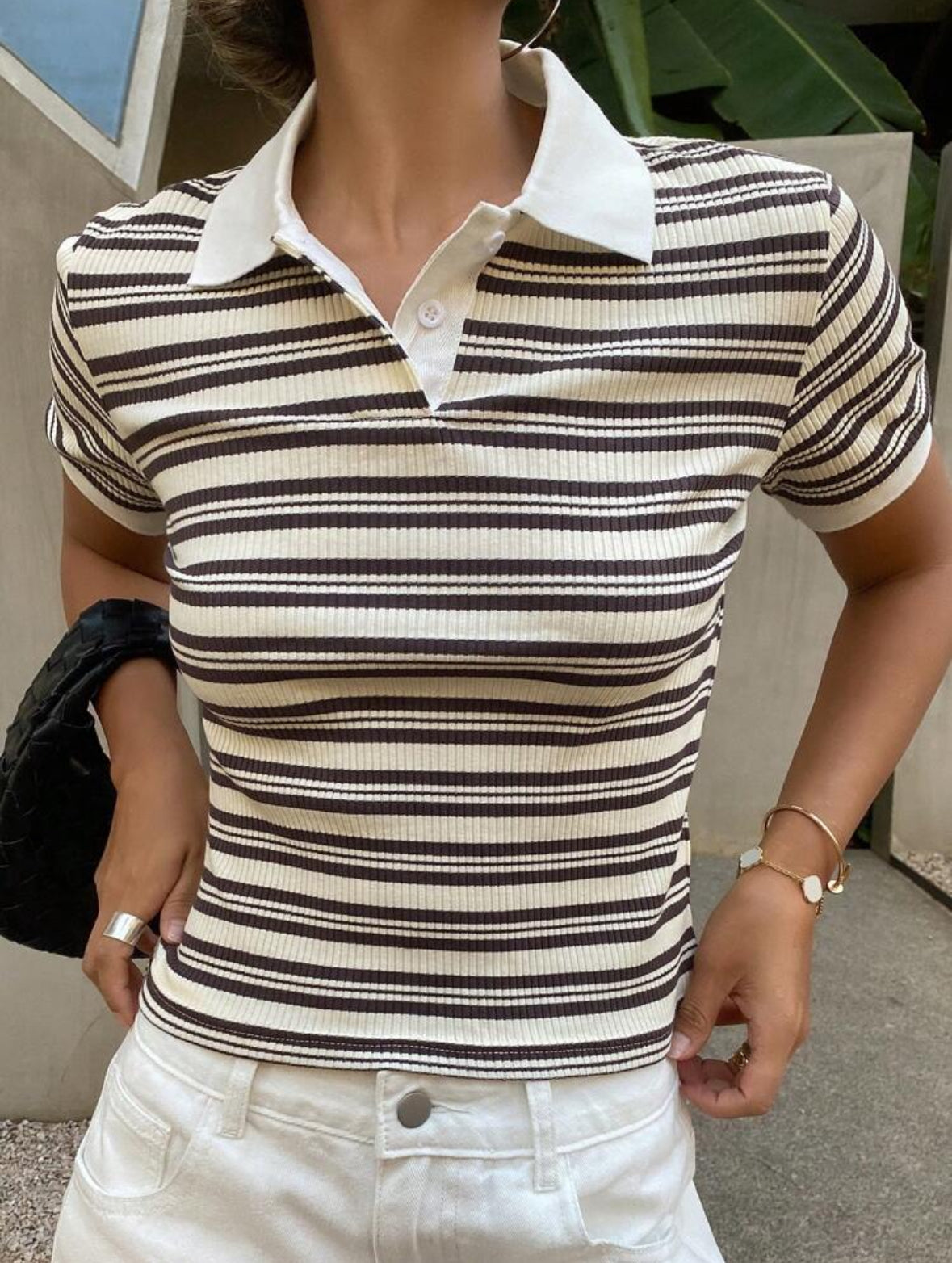T-shirt polo slim rayé