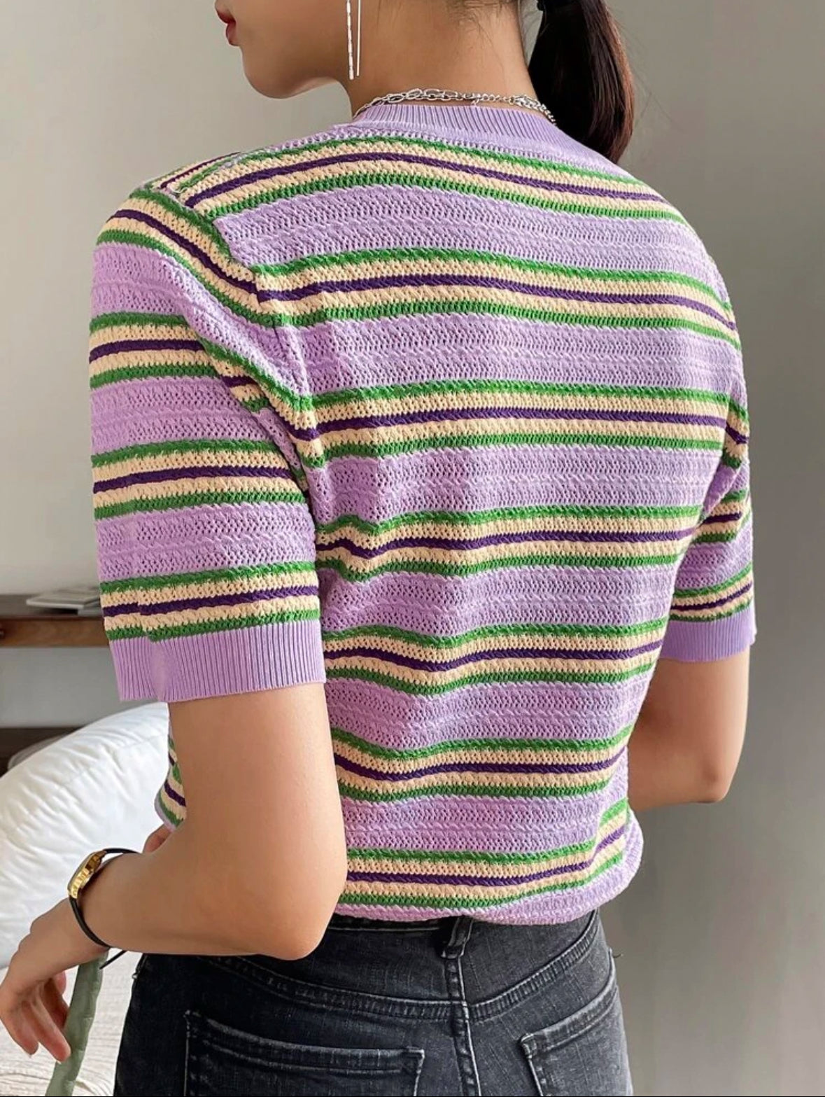 Top en tricot à rayures
