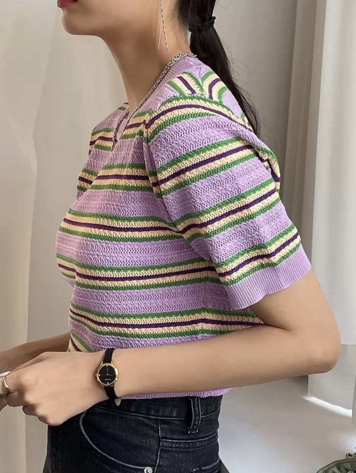 Top en tricot à rayures