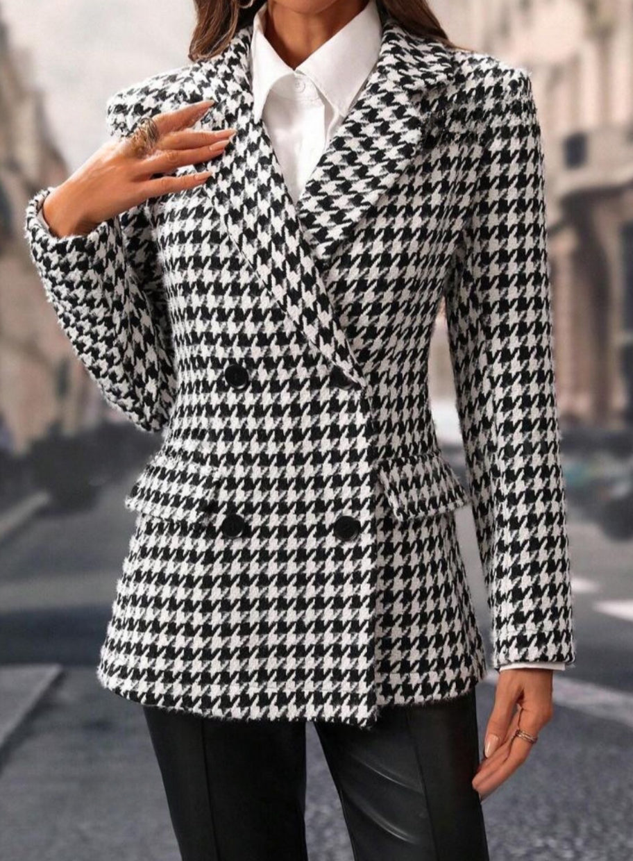 blazer en laine à carreaux