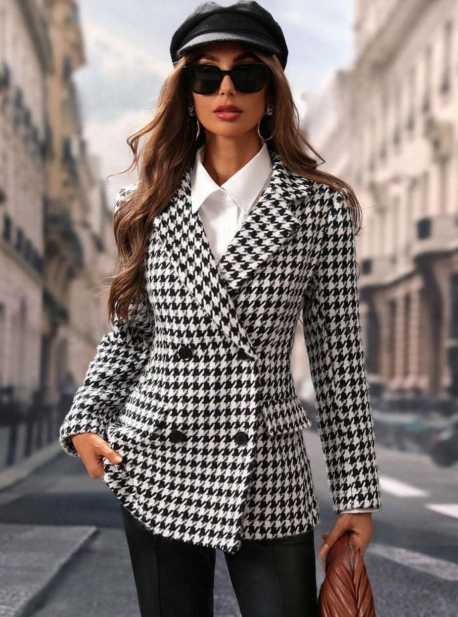 blazer en laine à carreaux