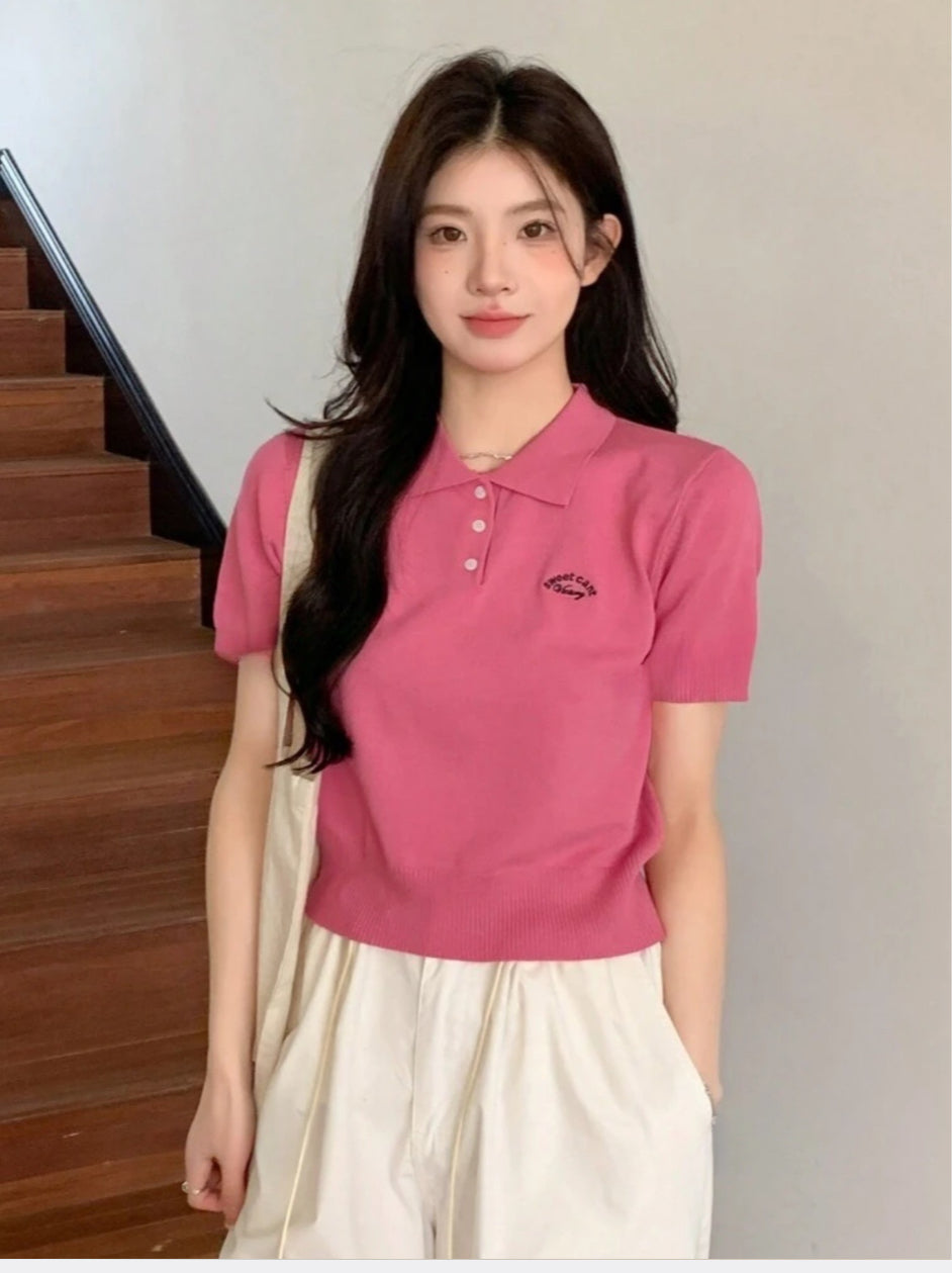 Polo pink breasted button