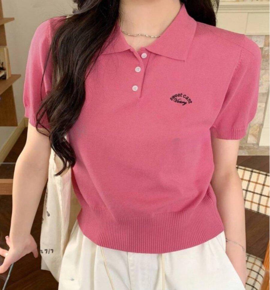 Polo pink breasted button