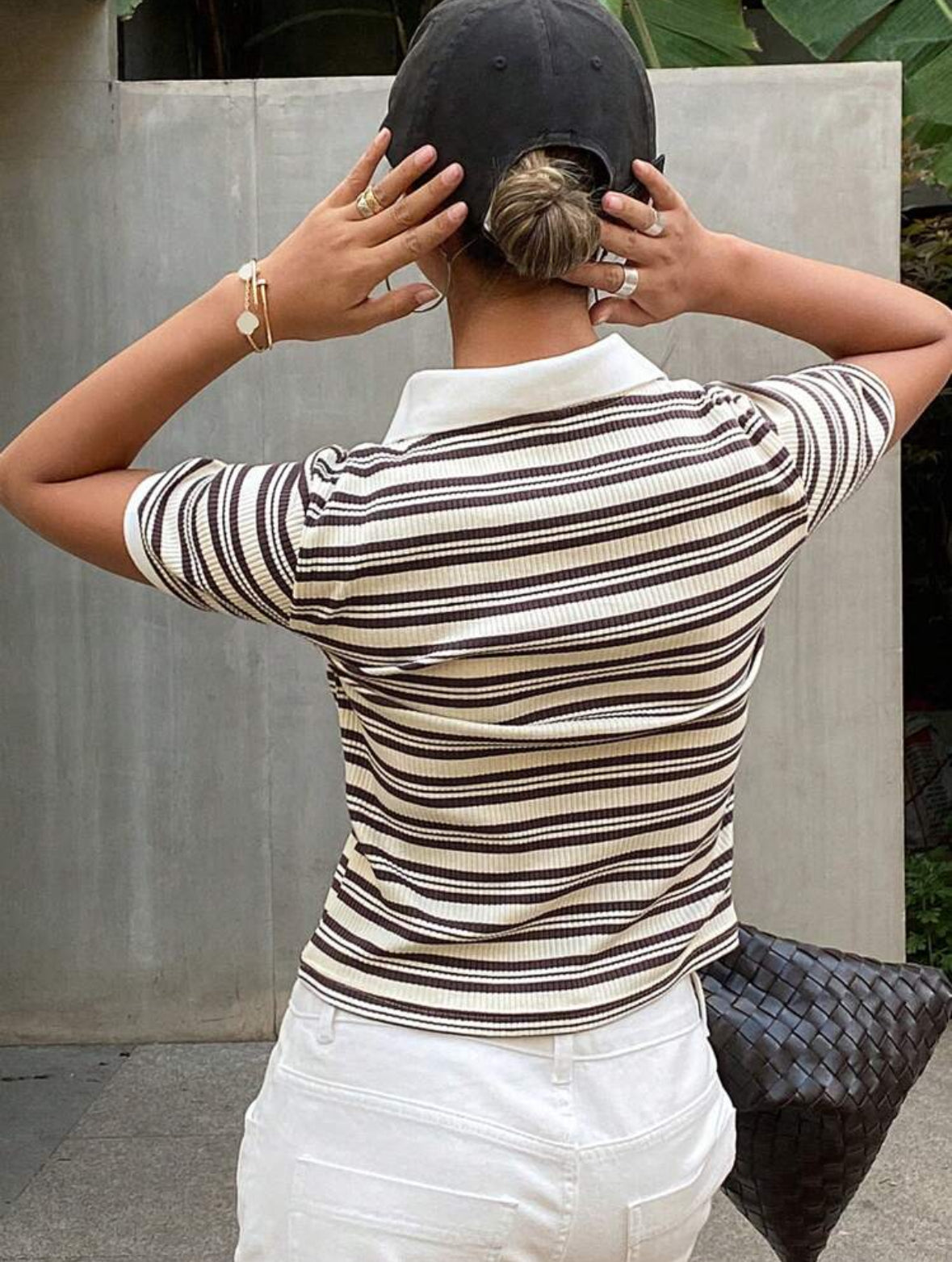 T-shirt polo slim rayé
