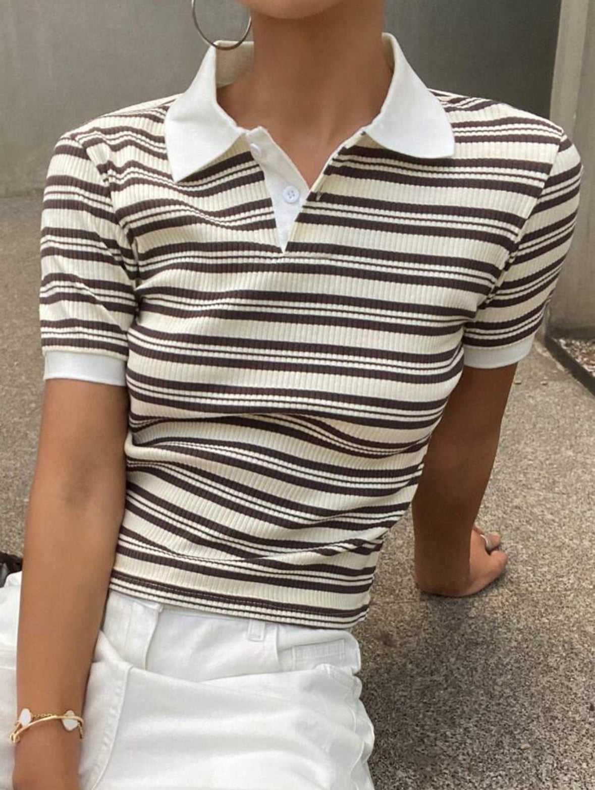 T-shirt polo slim rayé