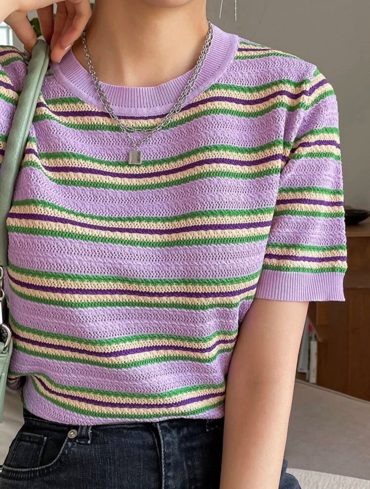Top en tricot à rayures