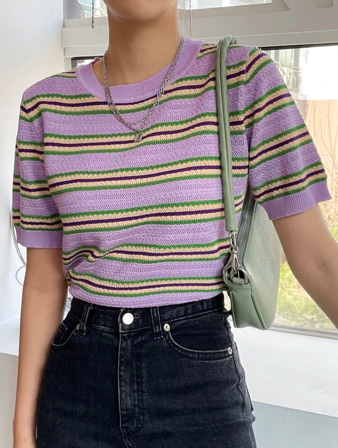 Top en tricot à rayures