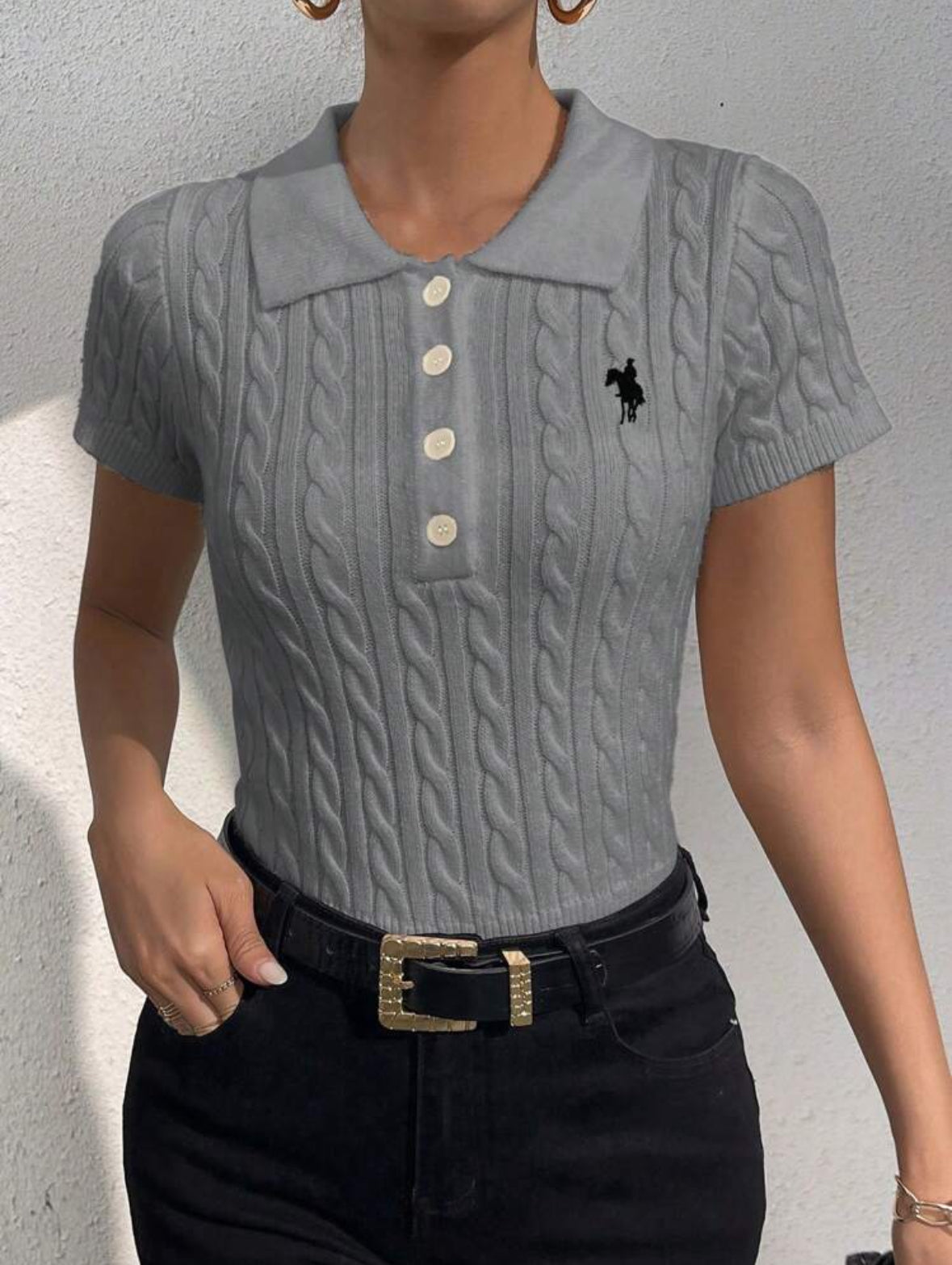 Top tricoté casual à col polo