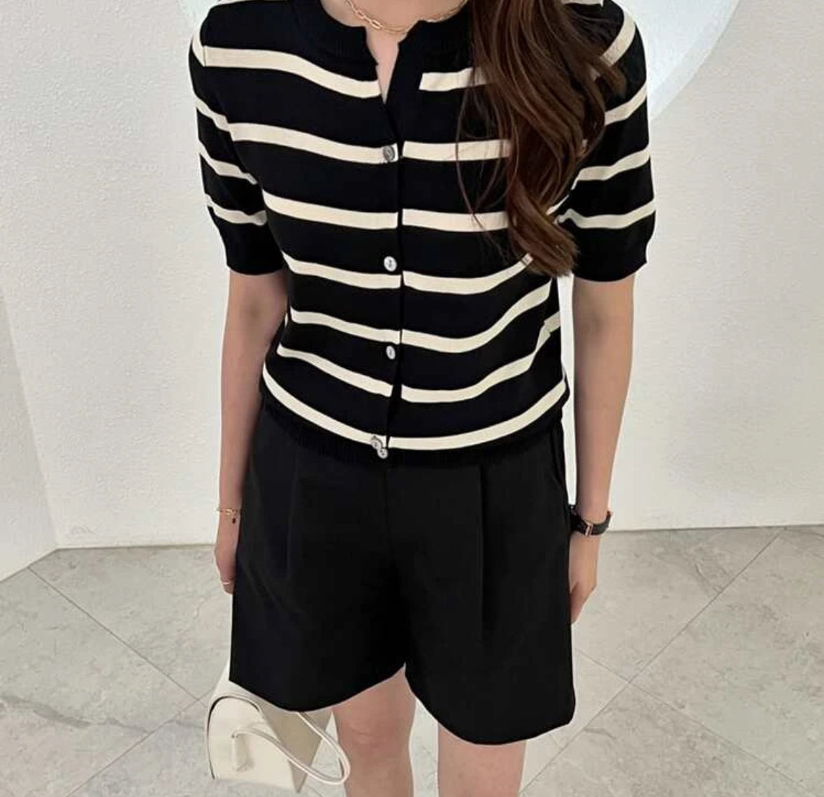 Spring cardigan blue (Noir/beige)
