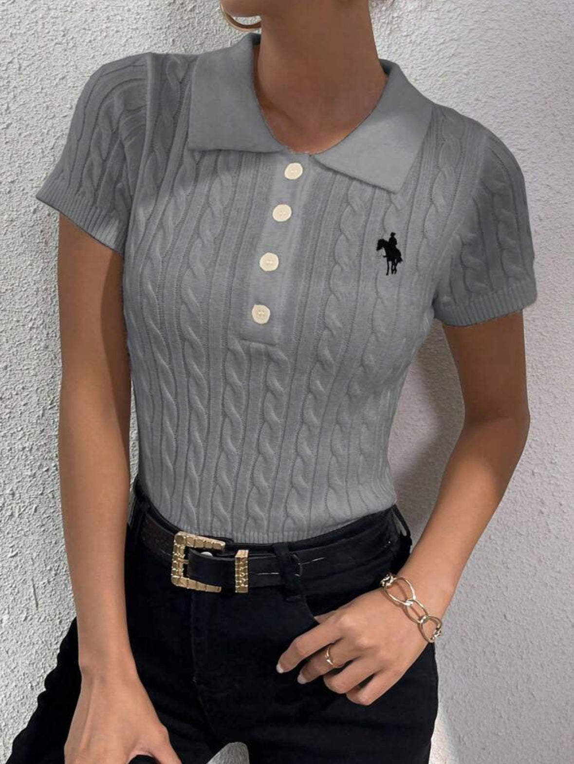 Top tricoté casual à col polo