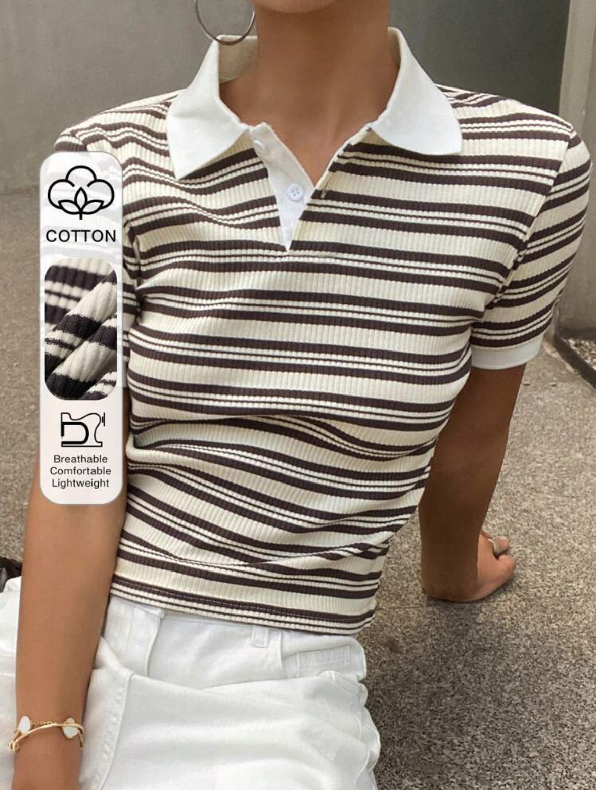 T-shirt polo slim rayé