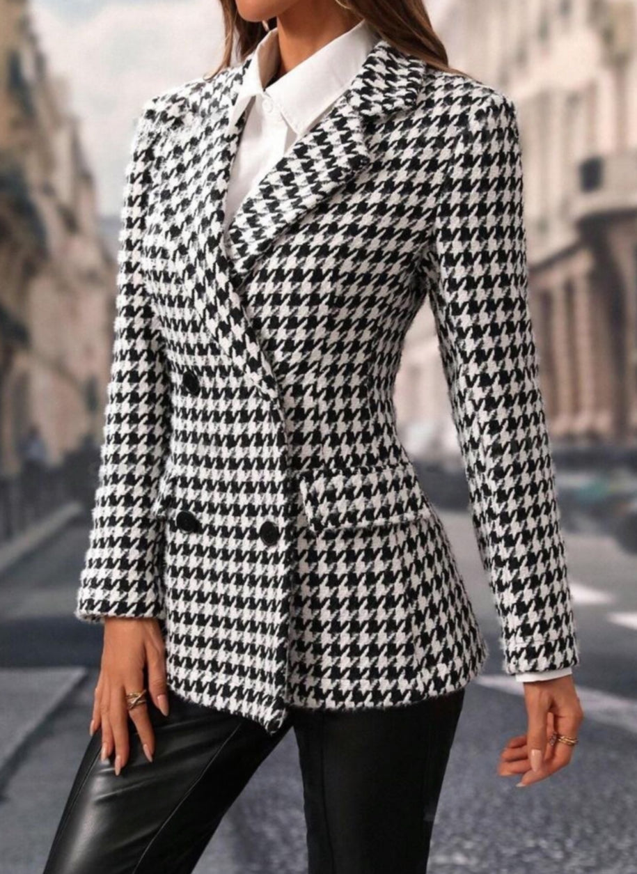 blazer en laine à carreaux