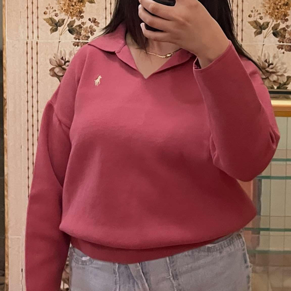 Tricot polo Vieux rose