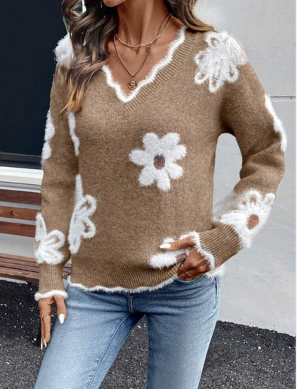 Maglione fiore (Marron)