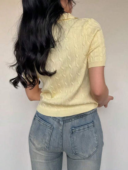 Polo tricoté  (Jaune)