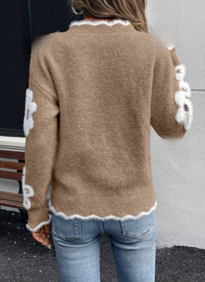 Maglione fiore (Marron)