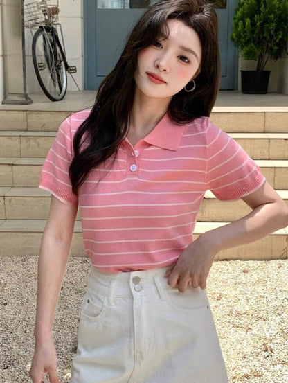 Polo baby pink breasted button
