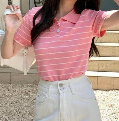 Polo baby pink breasted button