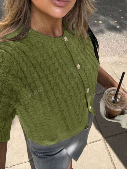 Cardigan en tricot col rond boutonné
