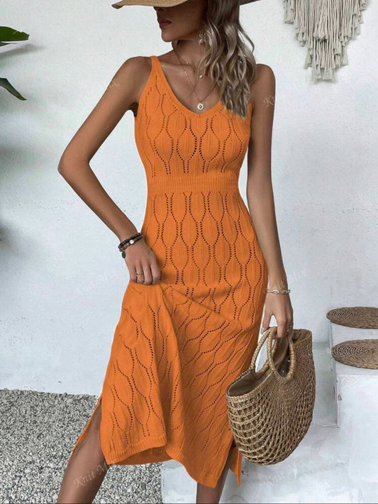 Robe d'été décontractée col V,