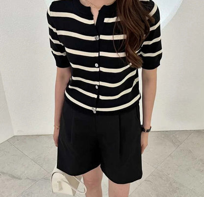 Spring cardigan blue (Noir/beige)